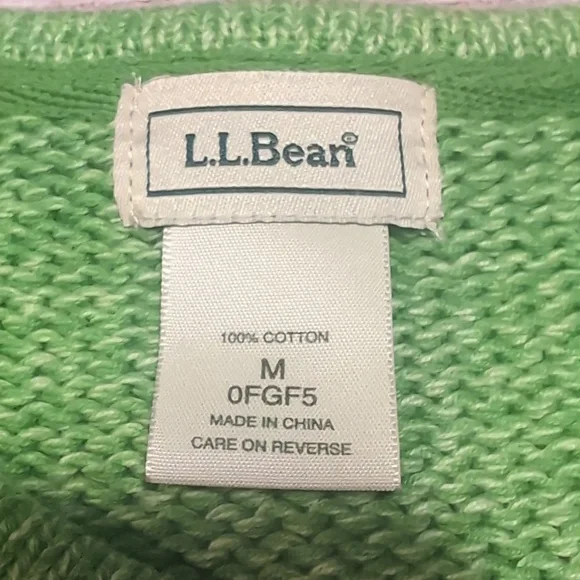 L.L. Bean Women's Green Knit Cotton Button Front Cardigan Size M - Picture 6 of 10